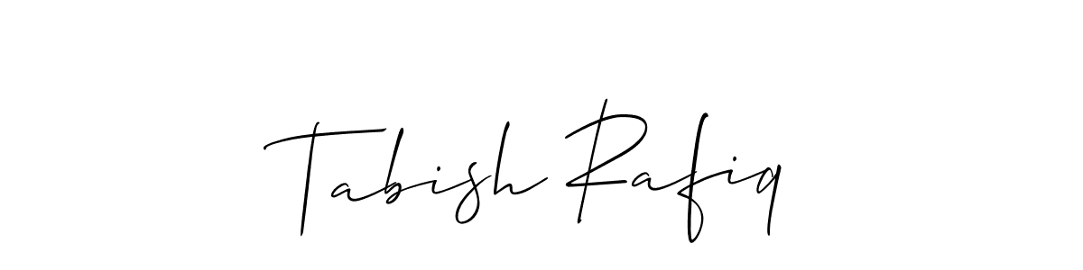 Also You can easily find your signature by using the search form. We will create Tabish Rafiq name handwritten signature images for you free of cost using Allison_Script sign style. Tabish Rafiq signature style 2 images and pictures png