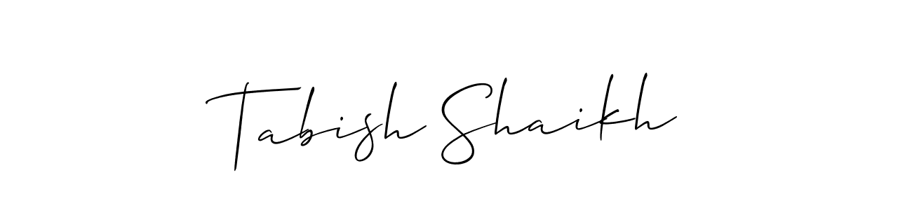 How to make Tabish Shaikh name signature. Use Allison_Script style for creating short signs online. This is the latest handwritten sign. Tabish Shaikh signature style 2 images and pictures png