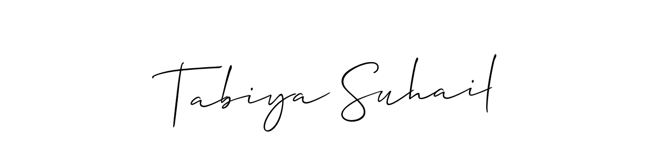 It looks lik you need a new signature style for name Tabiya Suhail. Design unique handwritten (Allison_Script) signature with our free signature maker in just a few clicks. Tabiya Suhail signature style 2 images and pictures png