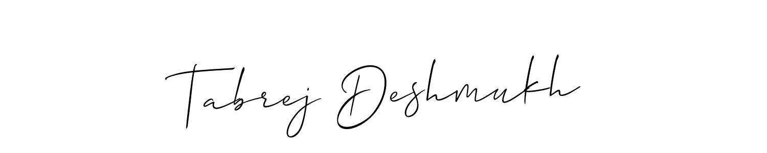 This is the best signature style for the Tabrej Deshmukh name. Also you like these signature font (Allison_Script). Mix name signature. Tabrej Deshmukh signature style 2 images and pictures png