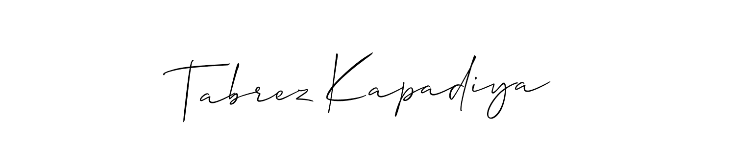 How to Draw Tabrez Kapadiya signature style? Allison_Script is a latest design signature styles for name Tabrez Kapadiya. Tabrez Kapadiya signature style 2 images and pictures png