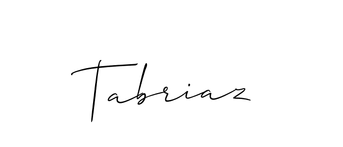 Create a beautiful signature design for name Tabriaz. With this signature (Allison_Script) fonts, you can make a handwritten signature for free. Tabriaz signature style 2 images and pictures png