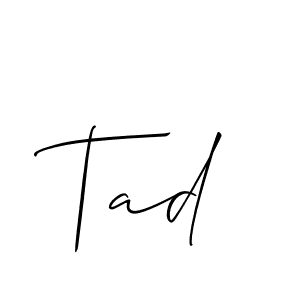 Create a beautiful signature design for name Tad. With this signature (Allison_Script) fonts, you can make a handwritten signature for free. Tad signature style 2 images and pictures png