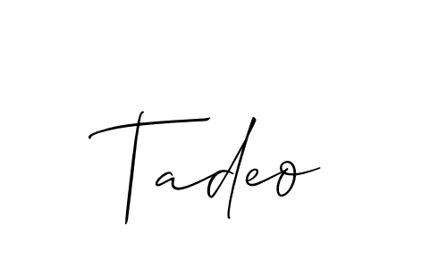 Use a signature maker to create a handwritten signature online. With this signature software, you can design (Allison_Script) your own signature for name Tadeo. Tadeo signature style 2 images and pictures png