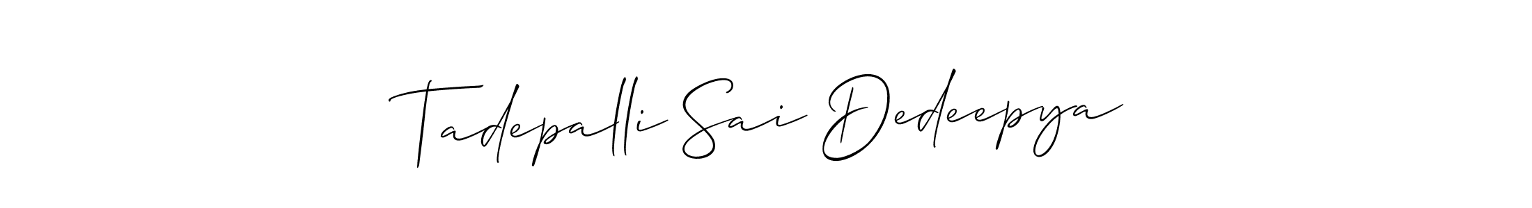 Check out images of Autograph of Tadepalli Sai Dedeepya name. Actor Tadepalli Sai Dedeepya Signature Style. Allison_Script is a professional sign style online. Tadepalli Sai Dedeepya signature style 2 images and pictures png
