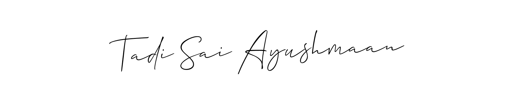 if you are searching for the best signature style for your name Tadi Sai Ayushmaan. so please give up your signature search. here we have designed multiple signature styles  using Allison_Script. Tadi Sai Ayushmaan signature style 2 images and pictures png