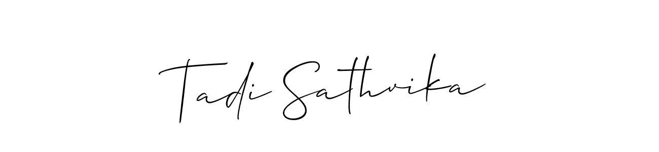 Use a signature maker to create a handwritten signature online. With this signature software, you can design (Allison_Script) your own signature for name Tadi Sathvika. Tadi Sathvika signature style 2 images and pictures png