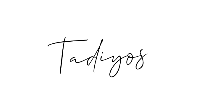 Use a signature maker to create a handwritten signature online. With this signature software, you can design (Allison_Script) your own signature for name Tadiyos. Tadiyos signature style 2 images and pictures png