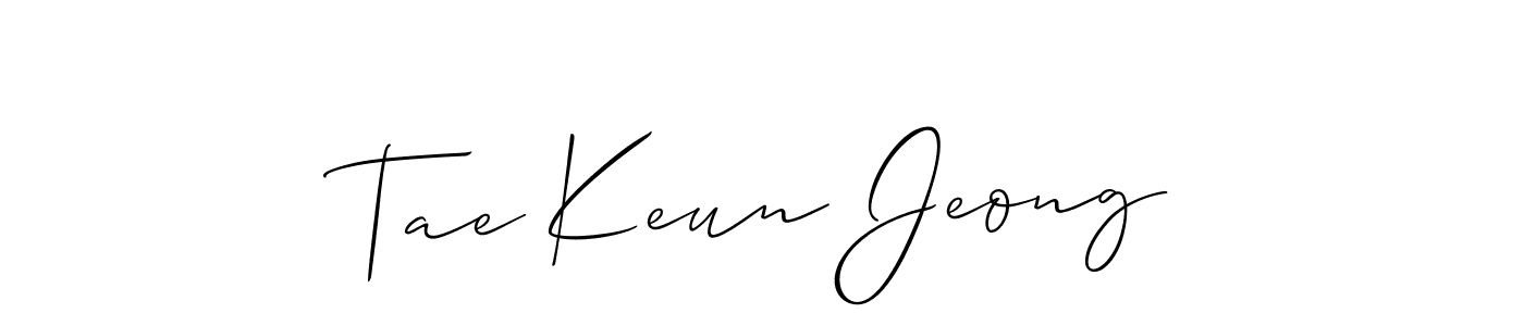 Create a beautiful signature design for name Tae Keun Jeong. With this signature (Allison_Script) fonts, you can make a handwritten signature for free. Tae Keun Jeong signature style 2 images and pictures png