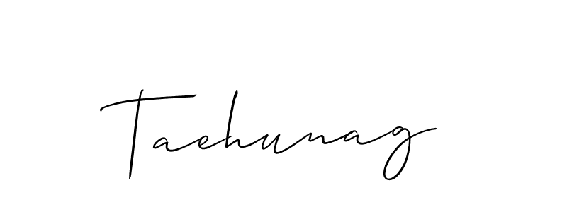 Make a beautiful signature design for name Taehunag. With this signature (Allison_Script) style, you can create a handwritten signature for free. Taehunag signature style 2 images and pictures png