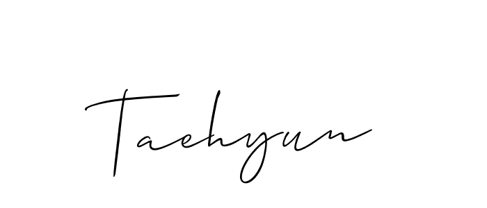 Also You can easily find your signature by using the search form. We will create Taehyun name handwritten signature images for you free of cost using Allison_Script sign style. Taehyun signature style 2 images and pictures png