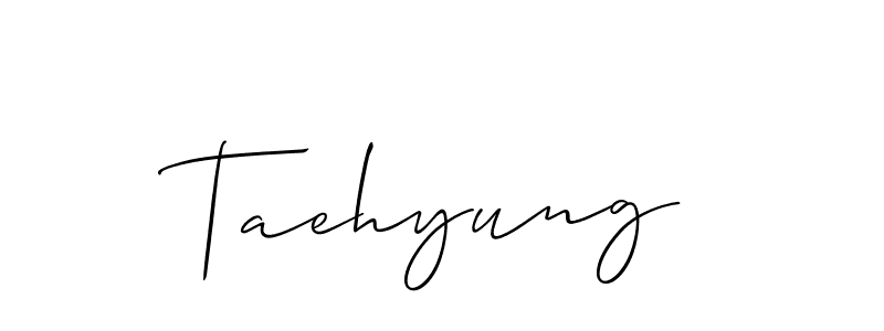 Make a beautiful signature design for name Taehyung. With this signature (Allison_Script) style, you can create a handwritten signature for free. Taehyung signature style 2 images and pictures png