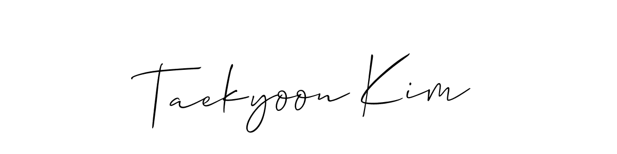 Make a beautiful signature design for name Taekyoon Kim. With this signature (Allison_Script) style, you can create a handwritten signature for free. Taekyoon Kim signature style 2 images and pictures png