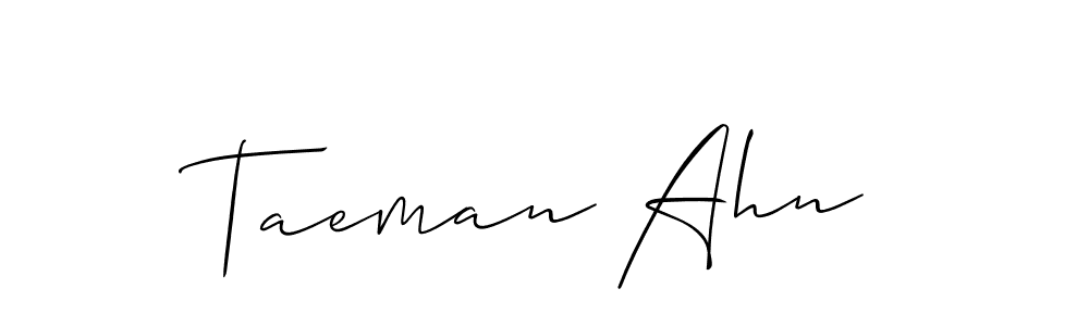 Also You can easily find your signature by using the search form. We will create Taeman Ahn name handwritten signature images for you free of cost using Allison_Script sign style. Taeman Ahn signature style 2 images and pictures png
