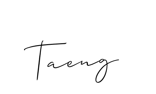 Make a beautiful signature design for name Taeng. With this signature (Allison_Script) style, you can create a handwritten signature for free. Taeng signature style 2 images and pictures png