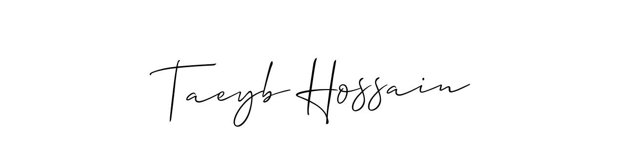 How to make Taeyb Hossain signature? Allison_Script is a professional autograph style. Create handwritten signature for Taeyb Hossain name. Taeyb Hossain signature style 2 images and pictures png