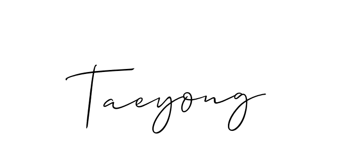 Create a beautiful signature design for name Taeyong. With this signature (Allison_Script) fonts, you can make a handwritten signature for free. Taeyong signature style 2 images and pictures png