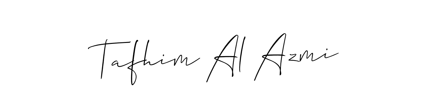 Also You can easily find your signature by using the search form. We will create Tafhim Al Azmi name handwritten signature images for you free of cost using Allison_Script sign style. Tafhim Al Azmi signature style 2 images and pictures png