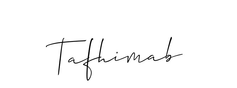 Use a signature maker to create a handwritten signature online. With this signature software, you can design (Allison_Script) your own signature for name Tafhimab. Tafhimab signature style 2 images and pictures png
