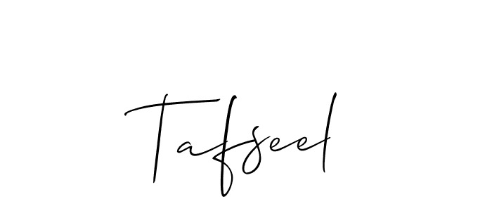 How to Draw Tafseel signature style? Allison_Script is a latest design signature styles for name Tafseel. Tafseel signature style 2 images and pictures png