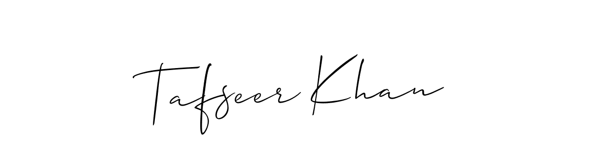 How to make Tafseer Khan signature? Allison_Script is a professional autograph style. Create handwritten signature for Tafseer Khan name. Tafseer Khan signature style 2 images and pictures png