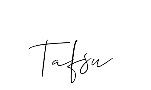 Use a signature maker to create a handwritten signature online. With this signature software, you can design (Allison_Script) your own signature for name Tafsu. Tafsu signature style 2 images and pictures png