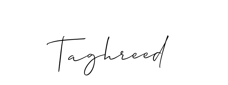 Create a beautiful signature design for name Taghreed. With this signature (Allison_Script) fonts, you can make a handwritten signature for free. Taghreed signature style 2 images and pictures png