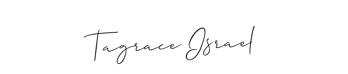 It looks lik you need a new signature style for name Tagrace Israel. Design unique handwritten (Allison_Script) signature with our free signature maker in just a few clicks. Tagrace Israel signature style 2 images and pictures png