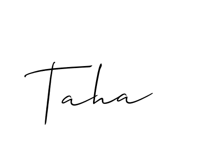 Make a beautiful signature design for name Taha. With this signature (Allison_Script) style, you can create a handwritten signature for free. Taha signature style 2 images and pictures png