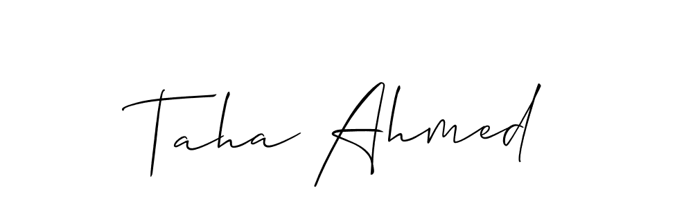 The best way (Allison_Script) to make a short signature is to pick only two or three words in your name. The name Taha Ahmed include a total of six letters. For converting this name. Taha Ahmed signature style 2 images and pictures png