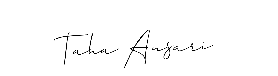 The best way (Allison_Script) to make a short signature is to pick only two or three words in your name. The name Taha Ansari include a total of six letters. For converting this name. Taha Ansari signature style 2 images and pictures png
