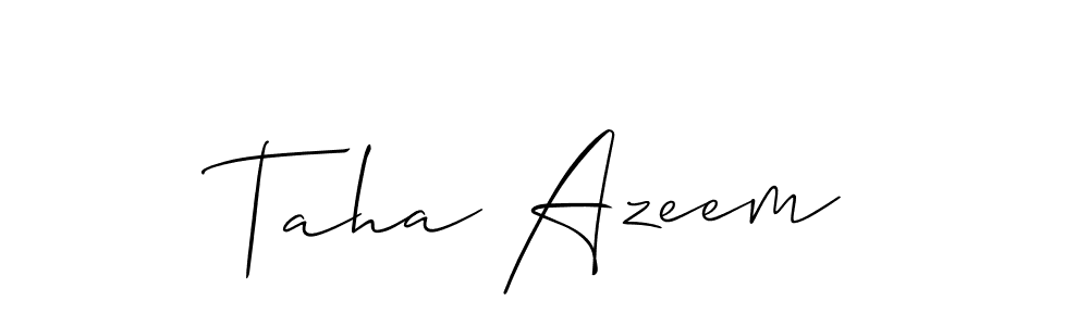 How to make Taha Azeem name signature. Use Allison_Script style for creating short signs online. This is the latest handwritten sign. Taha Azeem signature style 2 images and pictures png