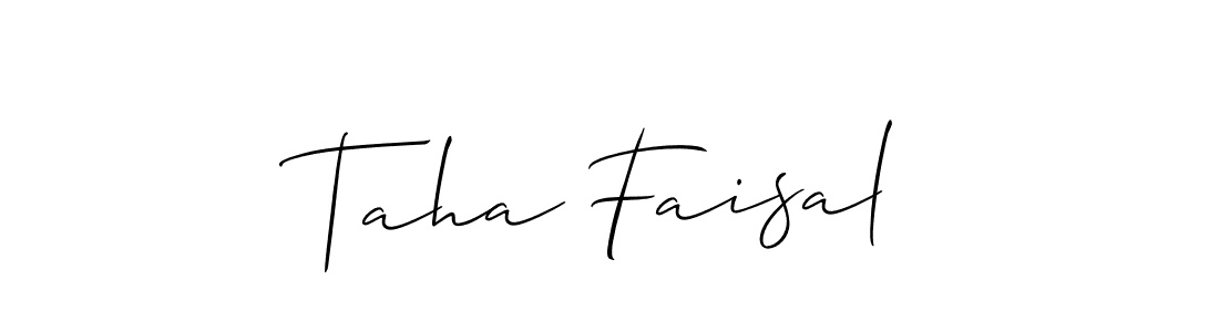 Create a beautiful signature design for name Taha Faisal. With this signature (Allison_Script) fonts, you can make a handwritten signature for free. Taha Faisal signature style 2 images and pictures png