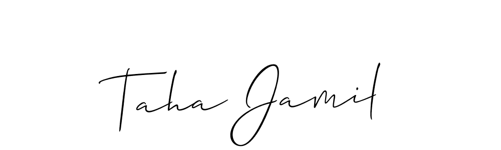 Create a beautiful signature design for name Taha Jamil. With this signature (Allison_Script) fonts, you can make a handwritten signature for free. Taha Jamil signature style 2 images and pictures png
