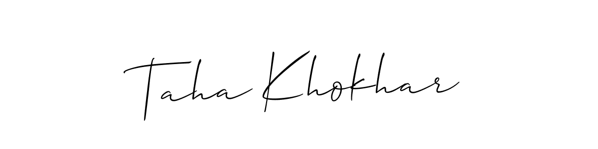 Design your own signature with our free online signature maker. With this signature software, you can create a handwritten (Allison_Script) signature for name Taha Khokhar. Taha Khokhar signature style 2 images and pictures png