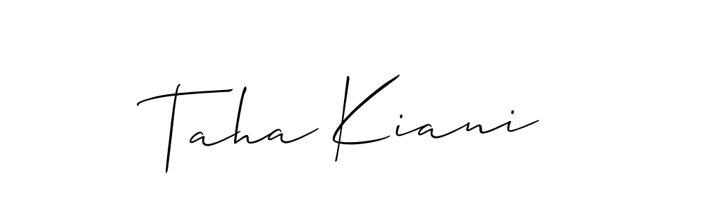 Make a short Taha Kiani signature style. Manage your documents anywhere anytime using Allison_Script. Create and add eSignatures, submit forms, share and send files easily. Taha Kiani signature style 2 images and pictures png