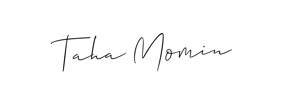 It looks lik you need a new signature style for name Taha Momin. Design unique handwritten (Allison_Script) signature with our free signature maker in just a few clicks. Taha Momin signature style 2 images and pictures png