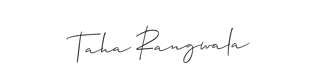 if you are searching for the best signature style for your name Taha Rangwala. so please give up your signature search. here we have designed multiple signature styles  using Allison_Script. Taha Rangwala signature style 2 images and pictures png
