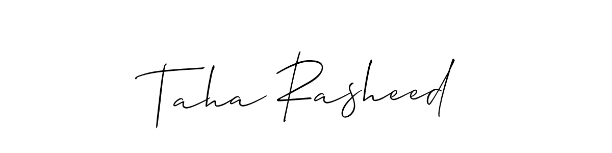 Taha Rasheed stylish signature style. Best Handwritten Sign (Allison_Script) for my name. Handwritten Signature Collection Ideas for my name Taha Rasheed. Taha Rasheed signature style 2 images and pictures png