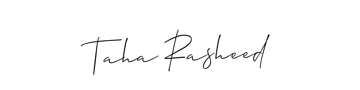 How to make Taha Rasheed name signature. Use Allison_Script style for creating short signs online. This is the latest handwritten sign. Taha Rasheed signature style 2 images and pictures png