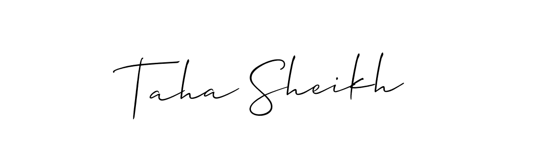 How to make Taha Sheikh name signature. Use Allison_Script style for creating short signs online. This is the latest handwritten sign. Taha Sheikh signature style 2 images and pictures png