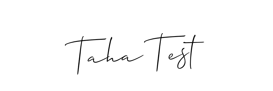 The best way (Allison_Script) to make a short signature is to pick only two or three words in your name. The name Taha Test include a total of six letters. For converting this name. Taha Test signature style 2 images and pictures png