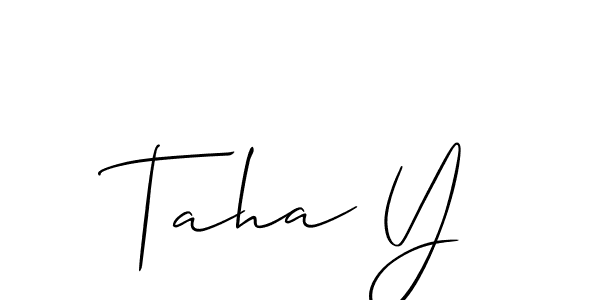 Make a beautiful signature design for name Taha Y. With this signature (Allison_Script) style, you can create a handwritten signature for free. Taha Y signature style 2 images and pictures png