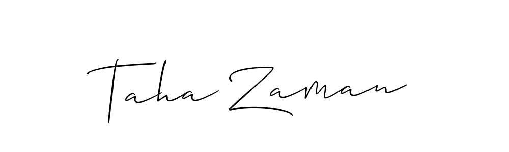 How to make Taha Zaman signature? Allison_Script is a professional autograph style. Create handwritten signature for Taha Zaman name. Taha Zaman signature style 2 images and pictures png