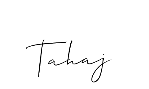 Use a signature maker to create a handwritten signature online. With this signature software, you can design (Allison_Script) your own signature for name Tahaj. Tahaj signature style 2 images and pictures png