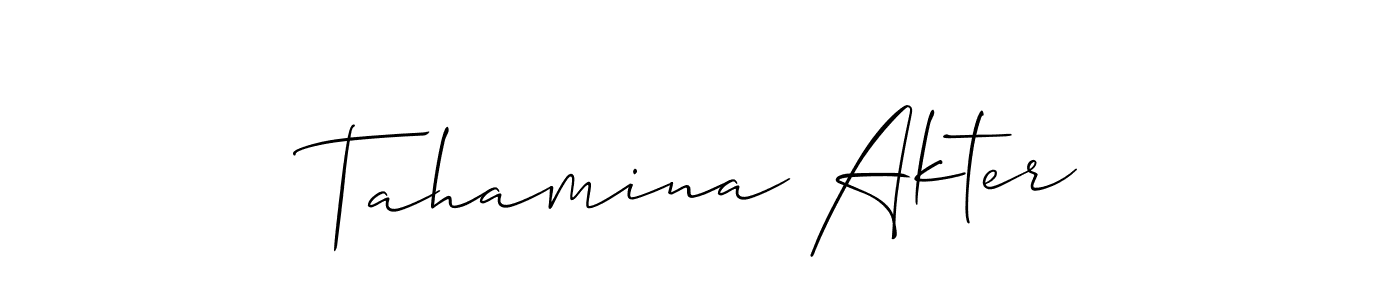 How to make Tahamina Akter signature? Allison_Script is a professional autograph style. Create handwritten signature for Tahamina Akter name. Tahamina Akter signature style 2 images and pictures png