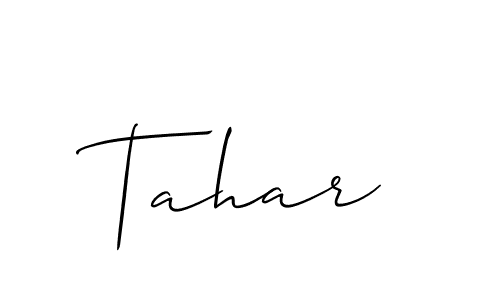 Make a short Tahar signature style. Manage your documents anywhere anytime using Allison_Script. Create and add eSignatures, submit forms, share and send files easily. Tahar signature style 2 images and pictures png