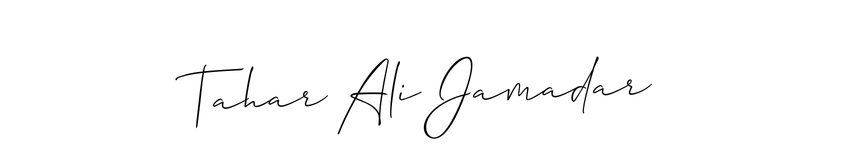 You can use this online signature creator to create a handwritten signature for the name Tahar Ali Jamadar. This is the best online autograph maker. Tahar Ali Jamadar signature style 2 images and pictures png