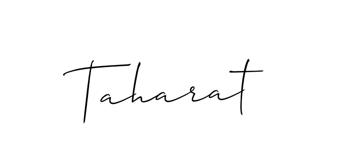 Use a signature maker to create a handwritten signature online. With this signature software, you can design (Allison_Script) your own signature for name Taharat. Taharat signature style 2 images and pictures png