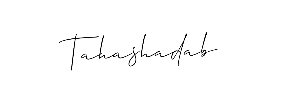 Use a signature maker to create a handwritten signature online. With this signature software, you can design (Allison_Script) your own signature for name Tahashadab. Tahashadab signature style 2 images and pictures png